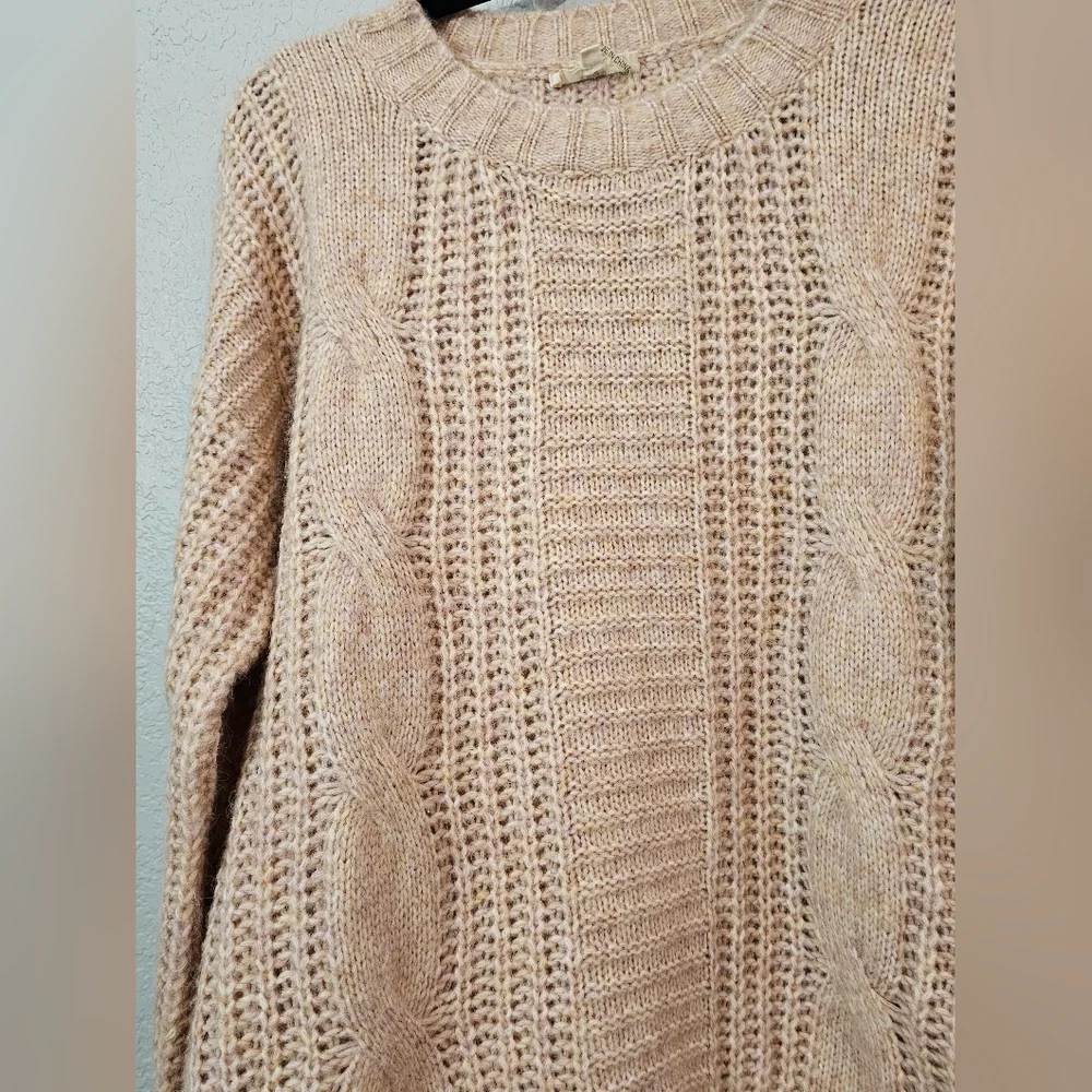 Entro Cable Knit Soft & Stretchy Crewneck Sweater Pinkish/Tan Womens Large - Picture 5 of 7